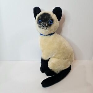 Vintage 1980 Dakin Fun Farm Siamese Striking Blue Eyed Plush Cat Kitty 12"